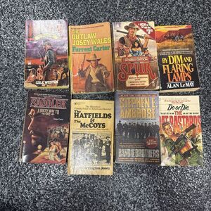 Lot of 8 Vintage Paperback Books Cowboy Westerns various authors